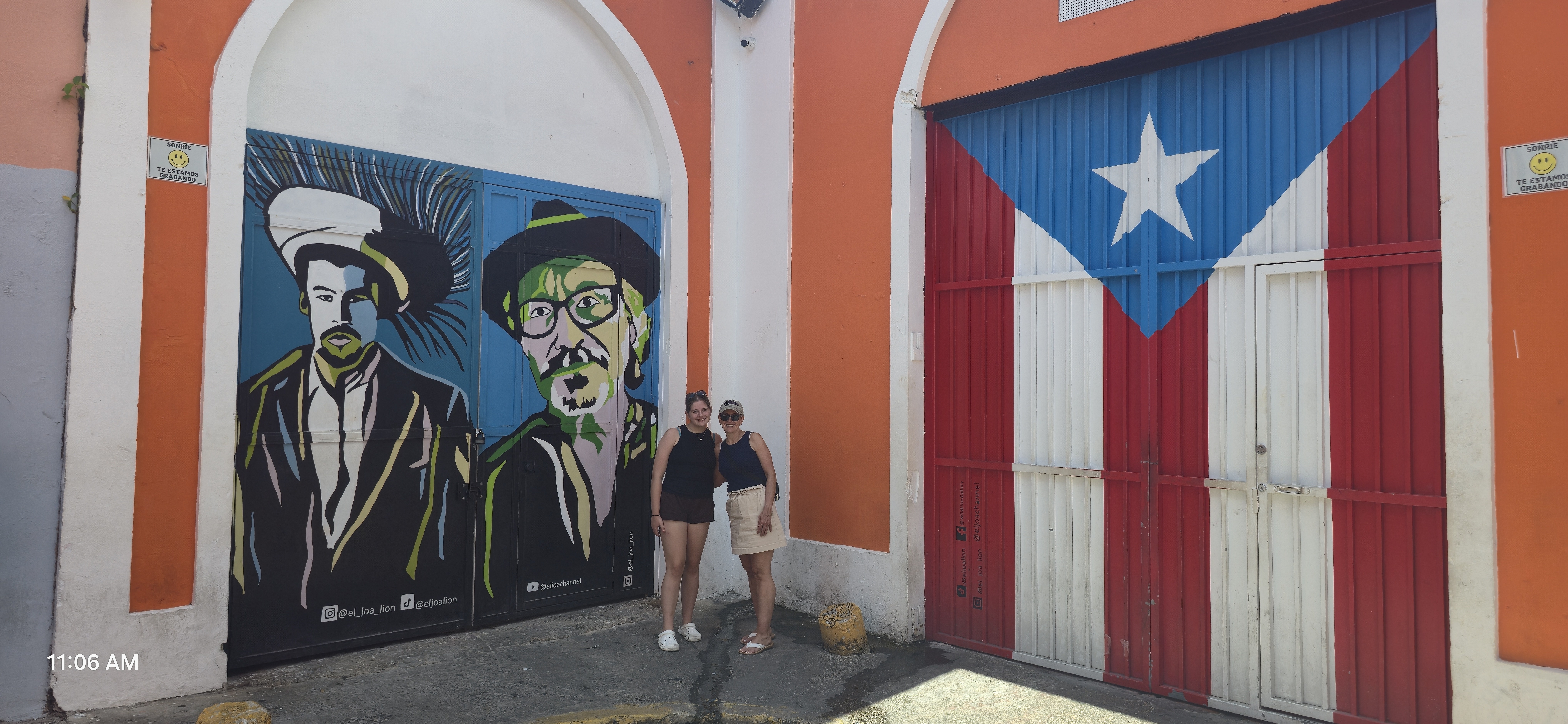 Street mural and Puerto Rico flag door in Old San Juan